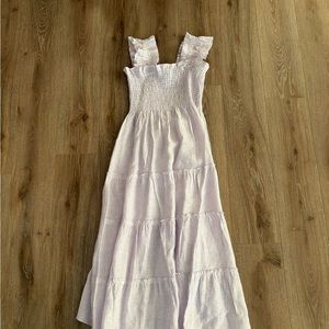 Ellie Nap Dress in Lilac Stripe Linen